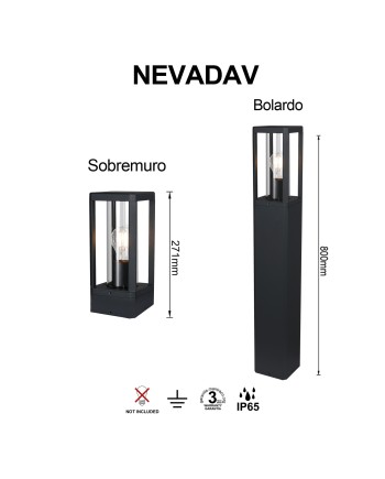 NEVADA * SOBREMURO 1L E27 NEGRO